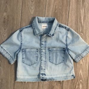 HUDSON girls chambray snap front top or short sleeve denim jacket size 6